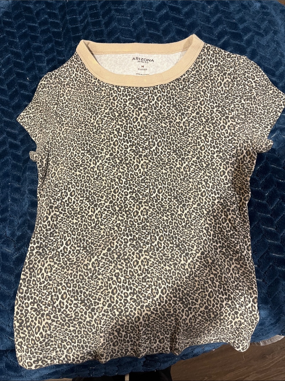 Arizona Jean Co. Leopard Print Tee in Tan